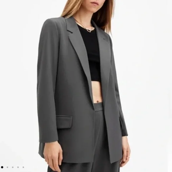 All Saints Aleida Smoke Grey Tri Blazer - Picture 2 of 7